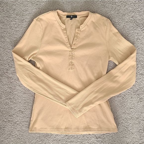 7 For All Mankind Tops - 7 for all mankind ribbed beige long sleeve